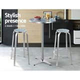 Gardeon 3-Piece Outdoor Bar Set Bistro Table Stools Adjustable Round Cafe - Side View