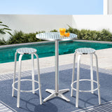Gardeon 3-Piece Outdoor Bar Set Bistro Table Stools Adjustable Round Cafe - Close-Up Angle