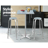 Gardeon 3-Piece Outdoor Bar Set Bistro Table Stools Adjustable Square Cafe - Side View
