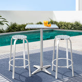 Gardeon 3-Piece Outdoor Bar Set Bistro Table Stools Adjustable Square Cafe - Low Angle