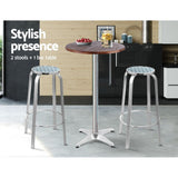 Gardeon 3-Piece Outdoor Bar Set Bistro Table Stools Adjustable Wooden Cafe - Side View