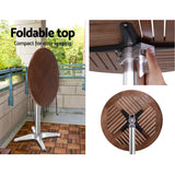 Gardeon 3-Piece Outdoor Bar Set Bistro Table Stools Adjustable Wooden Cafe - Rear View