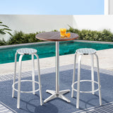 Gardeon 3-Piece Outdoor Bar Set Bistro Table Stools Adjustable Square Cafe - Close-Up Angle