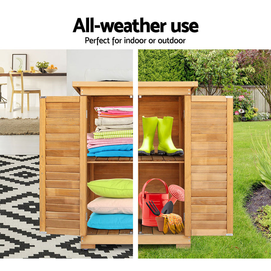 Gardeon Portable Wooden Garden Storage Cabinet, image 6