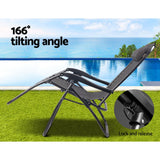 Gardeon Zero Gravity Chair Folding Outdoor Recliner Adjustable Sun Lounge Camping Beige - Top-Down View
