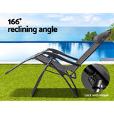 Gardeon 2PC Zero Gravity Chair Folding Outdoor Recliner Adjustable Sun Lounge Camping Beige - Top-Down View