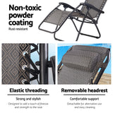 Gardeon 2PC Zero Gravity Chair Folding Outdoor Recliner Adjustable Sun Lounge Camping Beige - 45-Degree Angle