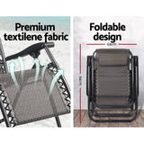 Gardeon 2PC Zero Gravity Chair Folding Outdoor Recliner Adjustable Sun Lounge Camping Beige