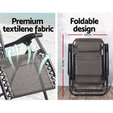 Gardeon 2PC Zero Gravity Chair Folding Outdoor Recliner Adjustable Sun Lounge Camping Beige - Rear View