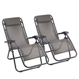 Gardeon 2PC Zero Gravity Chair Folding Outdoor Recliner Adjustable Sun Lounge Camping Beige - Close-Up Angle
