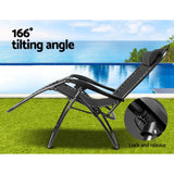 Gardeon Zero Gravity Chair Folding Outdoor Recliner Adjustable Sun Lounge Camping Black - Top-Down View