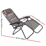 Gardeon Zero Gravity Chair Folding Outdoor Recliner Adjustable Sun Lounge Camping Grey - Front View
