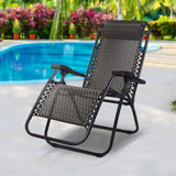 Gardeon Zero Gravity Chair Folding Outdoor Recliner Adjustable Sun Lounge Camping Grey - Low Angle
