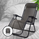Gardeon 2PC Zero Gravity Chair Folding Outdoor Recliner Adjustable Sun Lounge Camping Grey - Close-Up Angle