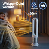 Devanti Bladeless Tower Fan Heater and Cooler 2in1 Portable Oscillation Fan for Bedroom Room Office Use White