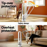 Devanti Bladeless Tower Fan Heater and Cooler 2in1 Portable Oscillation Fan for Bedroom Room Office Use White - Low Angle