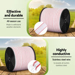Giantz Electric Fence Tape Polytape 400M Electric Fence Wire Red White