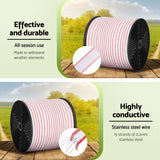 Giantz Electric Fence Tape Polytape 400M Electric Fence Wire Red White - 45-Degree Angle