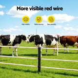 Giantz Electric Fence Tape Polytape 400M Electric Fence Wire Red White - Rear View