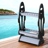 Seamanship Dual-Sided Fishing Rod Storage Rack - 16 Pole Organizer for Garage and Outdoor Use - Rear View