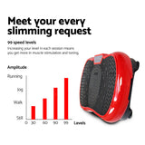 Everfit Vibration Machine Platform Vibrator Resistance Rope Home Fitness Red - Side View