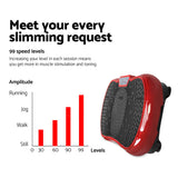 Everfit Vibration Machine Platform Resistance Rope Home Fitness Dark Red - Side View