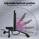 Everfit Weight Bench Adjustable FID Bench Press Home Gym 450kg Capacity - 45-Degree Angle