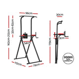 Everfit Chin Up Tower Pull Up Station Adjustable Dip Station Folding Home Gym Black - Front View