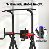 Everfit Chin Up Tower Pull Up Station Adjustable Dip Station Folding Home Gym Black - Top-Down View