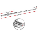 Everfit 168CM 5.5FT Barbell Bar Fitness Weight Plates Dumbbells Row - Front View