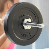 Everfit 18kg Barbell Set Weight Plates Bar Lifting Bench 168cm - Top-Down View