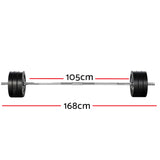 Everfit 68kg Barbell Set Weight Plates Bar Lifting Bench 168cm - Front View