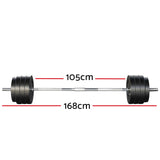 Everfit 78kg Barbell Set Weight Plates Bar Lifting Bench 168cm - Front View
