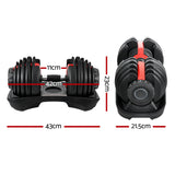 Everfit 24kg Dumbbells Adjustable Dumbbell Weight Plates Home Gym - Front View