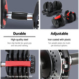 Everfit 24kg Dumbbells Adjustable Dumbbell Weight Plates Home Gym - 45-Degree Angle