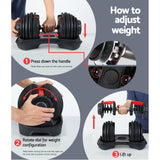Everfit 24kg Dumbbells Adjustable Dumbbell Weight Plates Home Gym - Close-Up Angle