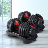 Everfit 24kg Dumbbells Adjustable Dumbbell Weight Plates Home Gym 2pcs - Low Angle