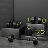 Everfit 25kg Adjustable Dumbbells Set Kettle Bell Weight Plates Barbells Gym - Close-Up Angle