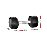 Everfit 20kg Hex Dumbbells Set Dumbbells Weights Lifting Bench Gym Workout 2x10kg - Front View