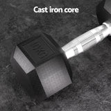 Everfit 20kg Hex Dumbbells Set Dumbbells Weights Lifting Bench Gym Workout 2x10kg - Top-Down View