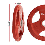 Everfit Weight Plates Olympic 15kg Dumbbell Barbell Plate Weight Lifting Home Gym Red - Front View