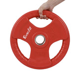 Everfit Weight Plates Olympic 15kg Dumbbell Barbell Plate Weight Lifting Home Gym Red - Side View