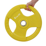 Everfit Weight Plates Olympic 20kg Dumbbell Barbell Plate Weight Lifting Home Gym Yellow - Side View