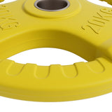 Everfit Weight Plates Olympic 20kg Dumbbell Barbell Plate Weight Lifting Home Gym Yellow - Top-Down View
