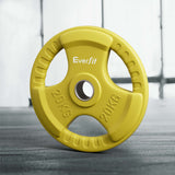 Everfit Weight Plates Olympic 20kg Dumbbell Barbell Plate Weight Lifting Home Gym Yellow - Close-Up Angle