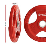 Everfit Weight Plates Olympic 15kgx2 Dumbbell Barbell Plate Weight Lifting Home Gym Red - Front View