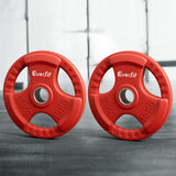Everfit Weight Plates Olympic 15kgx2 Dumbbell Barbell Plate Weight Lifting Home Gym Red - Close-Up Angle