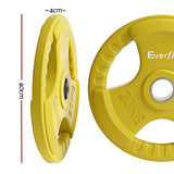 Everfit Weight Plates Olympic 20kgx2 Dumbbell Barbell Plate Weight Lifting Home Gym Yellow - Front View