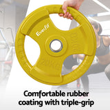 Everfit Weight Plates Olympic 20kgx2 Dumbbell Barbell Plate Weight Lifting Home Gym Yellow - Top-Down View