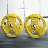Everfit Weight Plates Olympic 20kgx2 Dumbbell Barbell Plate Weight Lifting Home Gym Yellow - Close-Up Angle